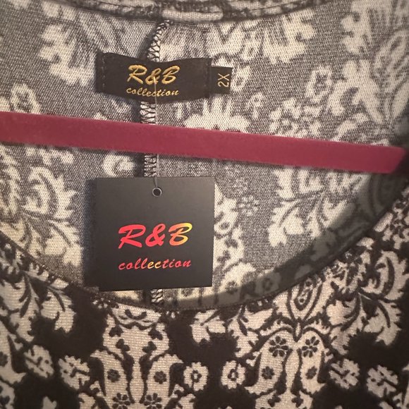 NWT R&B Collection SZ 2X Dress Handkerchief Hem A Line EXOTIC PRINT GORGEOUS! - Picture 4 of 12